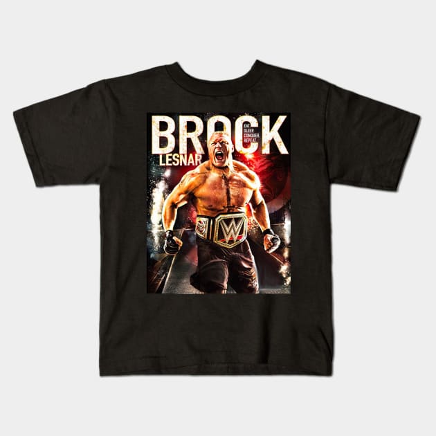Brock Lesner Kids T-Shirt by SAN ART STUDIO 